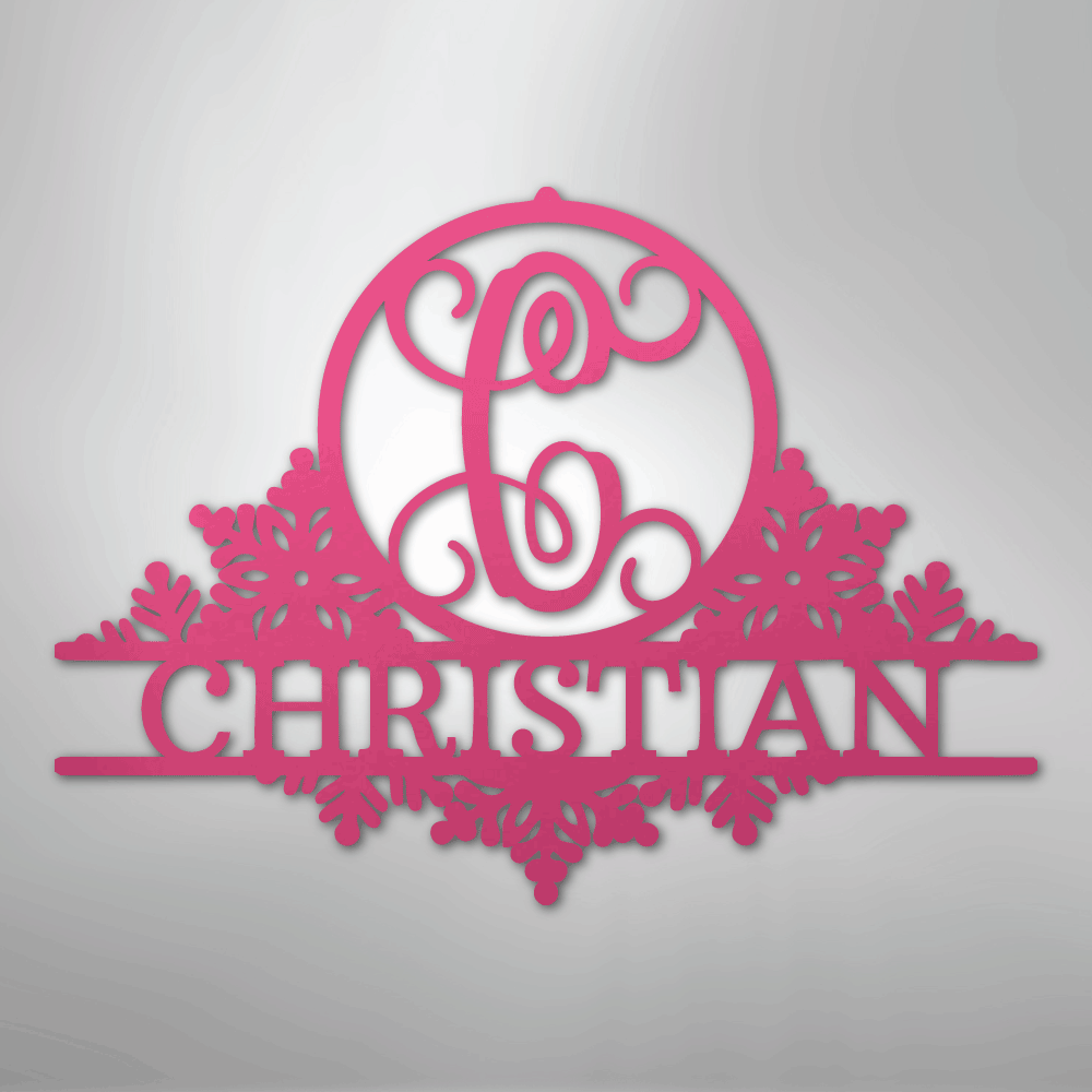 My Easy Monogram Steel Sign Pink / 24" Snowfall Initial Monogram - Steel Sign