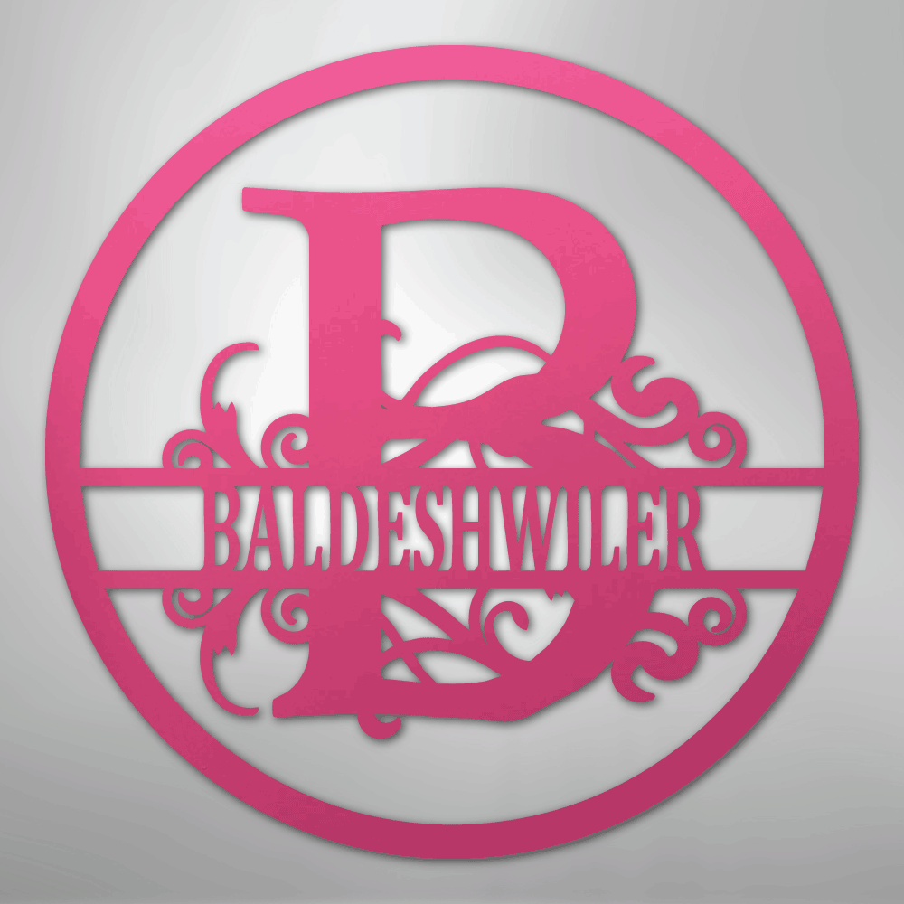 My Easy Monogram Steel Sign Pink / 24" Split Circle Monogram - Steel Sign
