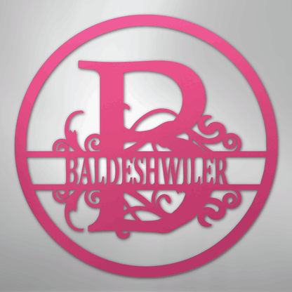 My Easy Monogram Steel Sign Pink / 24" Split Circle Monogram - Steel Sign