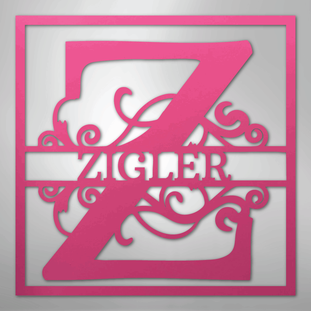 My Easy Monogram Steel Sign Pink / 24" Split Square Monogram - Steel Sign