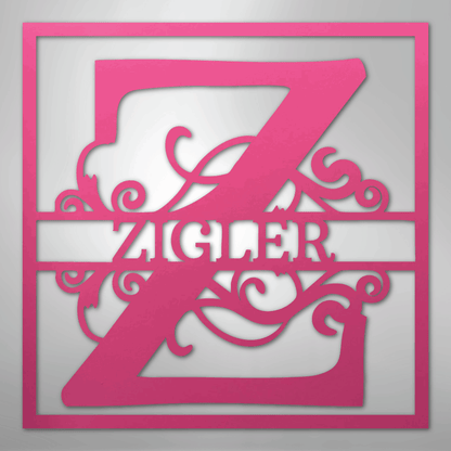 My Easy Monogram Steel Sign Pink / 24" Split Square Monogram - Steel Sign