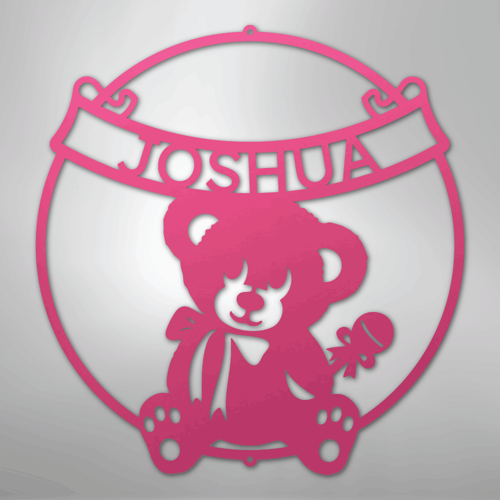 My Easy Monogram Steel Sign Pink / 24" Teddy Banner Monogram - Steel Sign