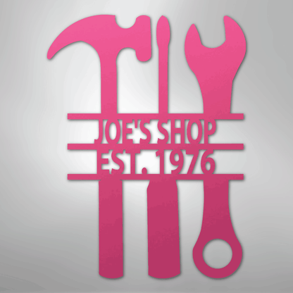 My Easy Monogram Steel Sign Pink / 24" The Garage - Steel Sign