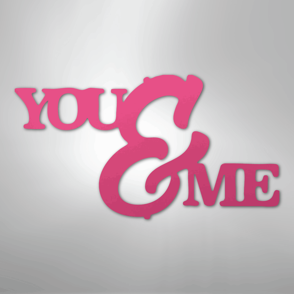 My Easy Monogram Steel Sign Pink / 24" You and Me Script - Steel Sign