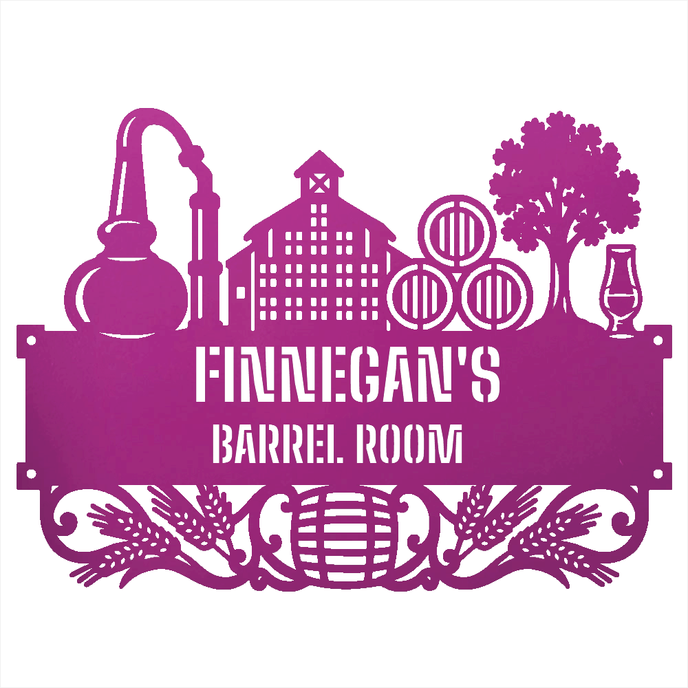 My Easy Monogram Steel Sign Purple / 12 Personalized Distillery Barrel Room Metal Wall Art