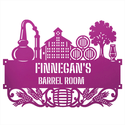 My Easy Monogram Steel Sign Purple / 12 Personalized Distillery Barrel Room Metal Wall Art