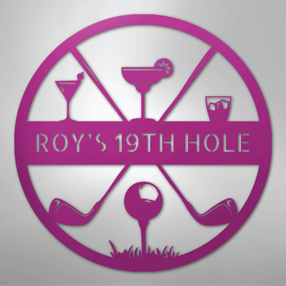 My Easy Monogram Steel Sign Purple / 24" 19th Hole Casual Monogram - Steel Sign