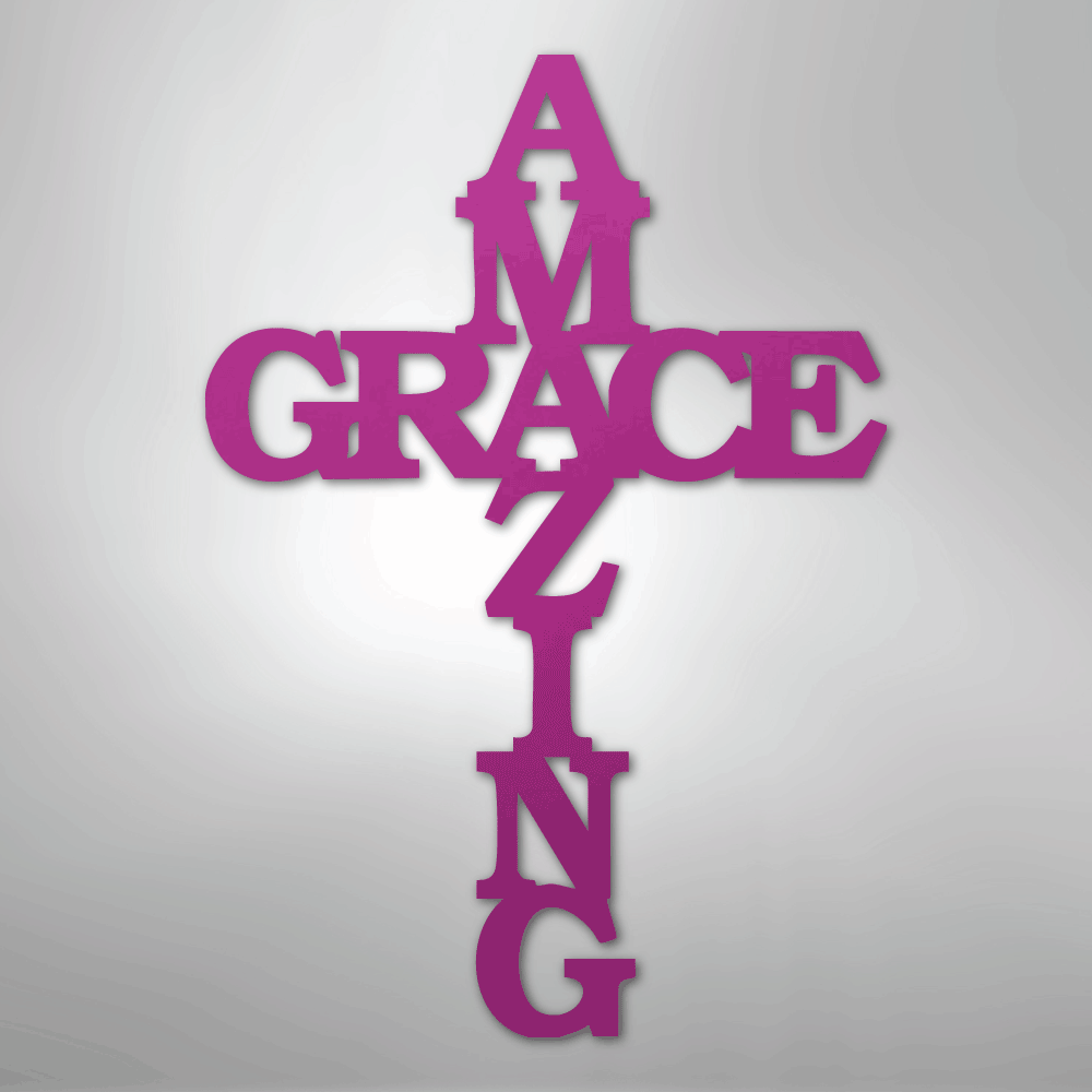 My Easy Monogram Steel Sign Purple / 24" Amazing Grace Cross - Steel Sign