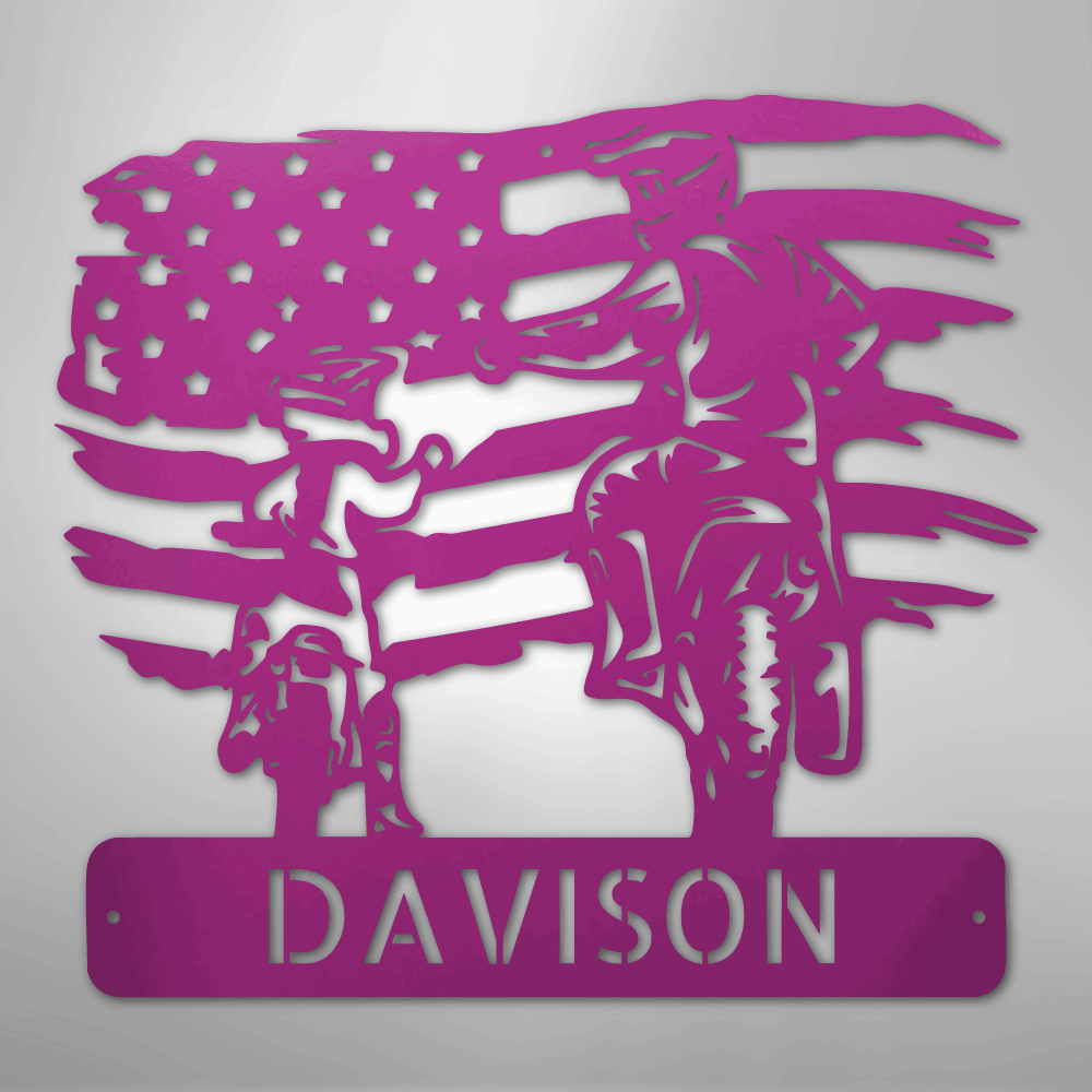My Easy Monogram Steel Sign Purple / 24" American Motocross Family Monogram - Steel Sign