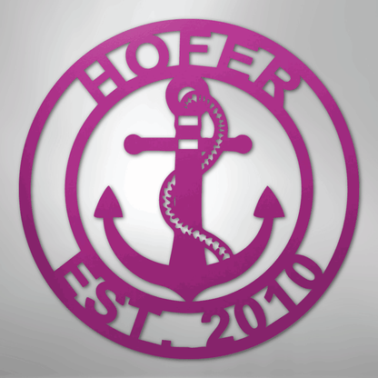 My Easy Monogram Steel Sign Purple / 24" Anchor Family Name - Steel Sign