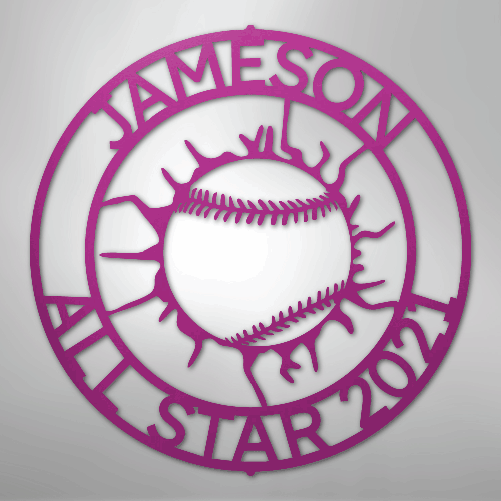 My Easy Monogram Steel Sign Purple / 24" Ball Wall Monogram