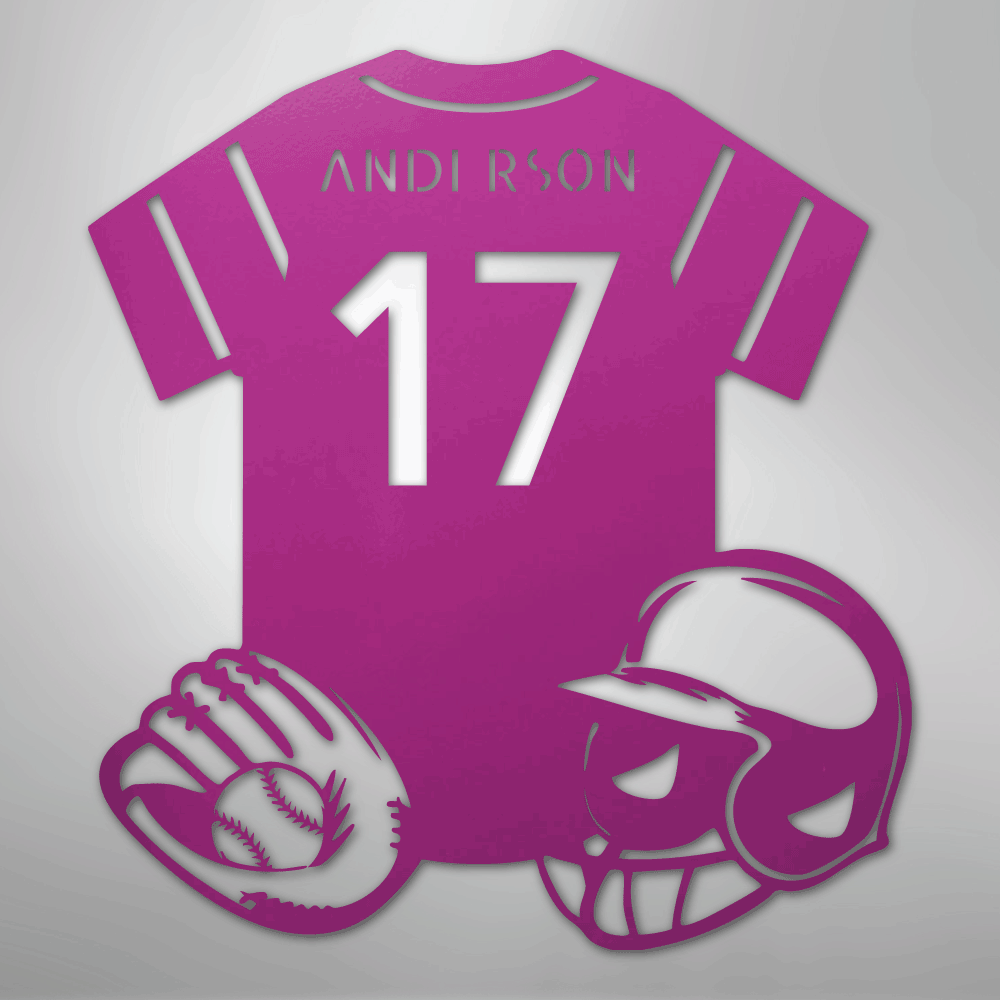 My Easy Monogram Steel Sign Purple / 24" Baseball Gear Monogram - Steel Sign