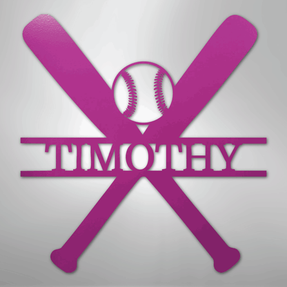 My Easy Monogram Steel Sign Purple / 24" Batter Up - Metal Sign