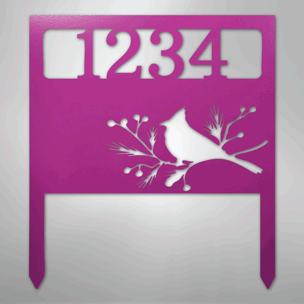 My Easy Monogram Steel Sign Purple / 24" Bird Yard Address Stake - Steel Sign