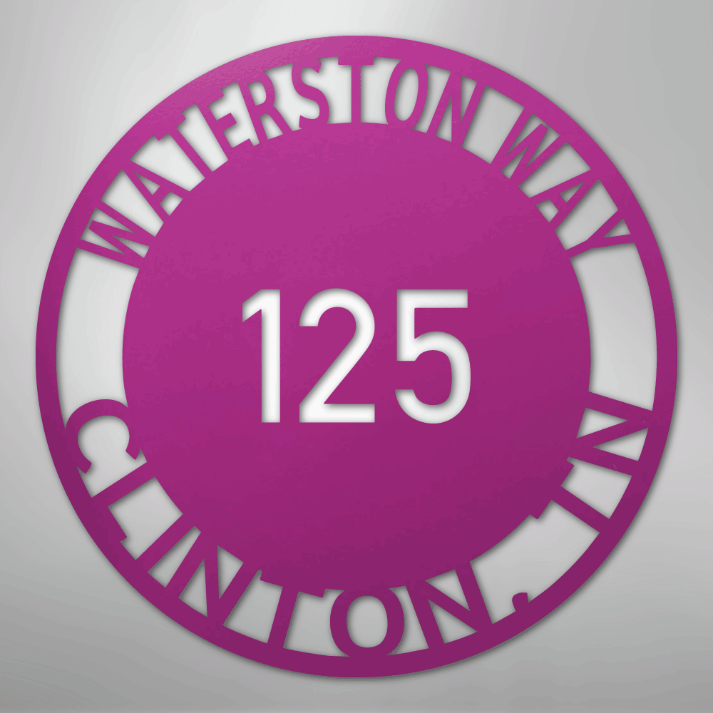 My Easy Monogram Steel Sign Purple / 24" Bold Circle Address - Steel Sign