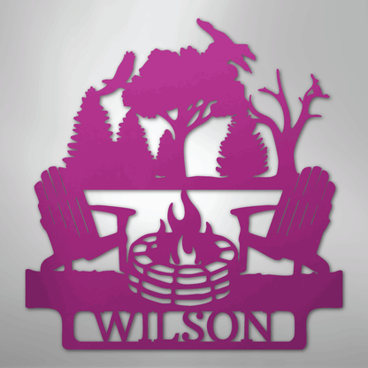 My Easy Monogram Steel Sign Purple / 24" Camping Firepit Vibe Monogram - Steel Sign
