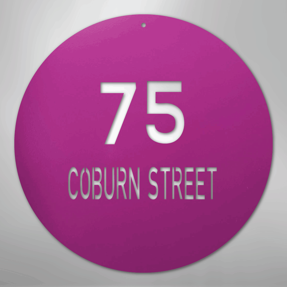 My Easy Monogram Steel Sign Purple / 24" Circle Address - Steel Sign