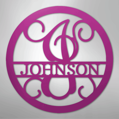 My Easy Monogram Steel Sign Purple / 24" Circle Vine Monogram - Steel Sign