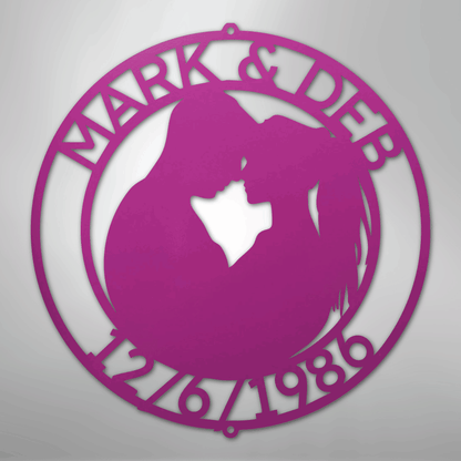 My Easy Monogram Steel Sign Purple / 24" Couple Silhouette Monogram 2 - Steel Sign