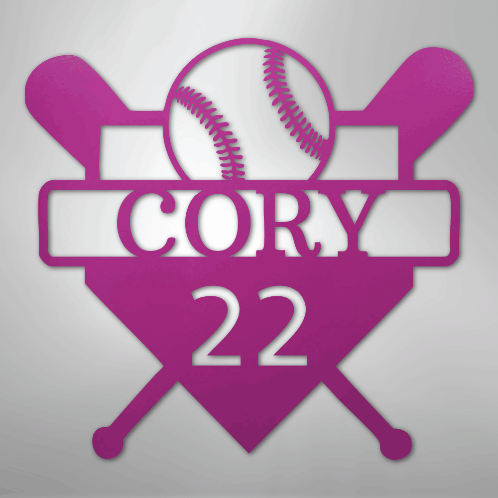 My Easy Monogram Steel Sign Purple / 24" Custom Baseball Monogram - Metal Sign