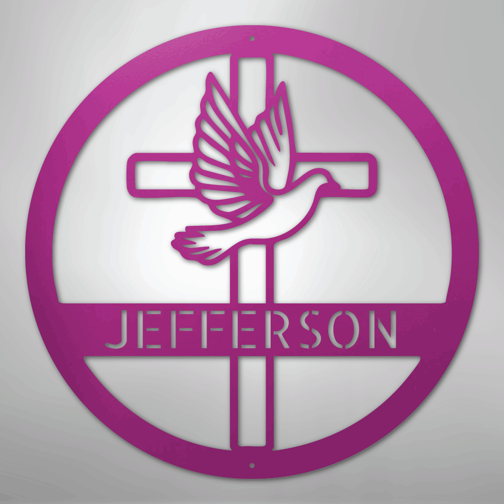 My Easy Monogram Steel Sign Purple / 24" Dove and Cross Monogram - Steel Sign