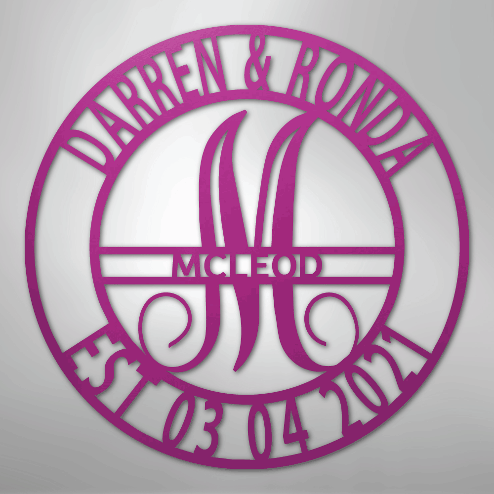 My Easy Monogram Steel Sign Purple / 24" Elaborate Name - Steel Sign