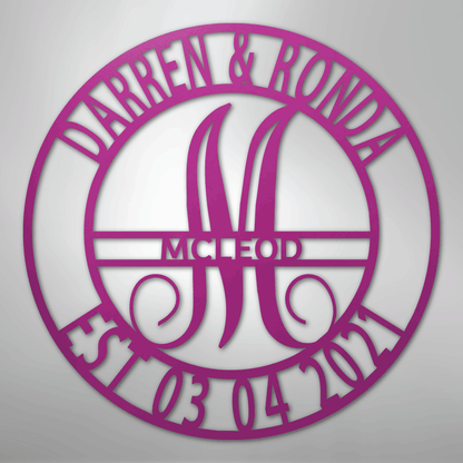 My Easy Monogram Steel Sign Purple / 24" Elaborate Name - Steel Sign