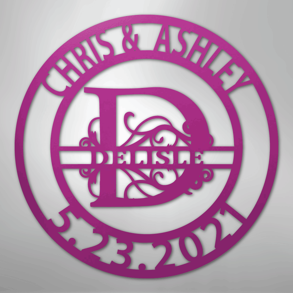 My Easy Monogram Steel Sign Purple / 24" Elaborate Split Letter Family Name - Steel Sign