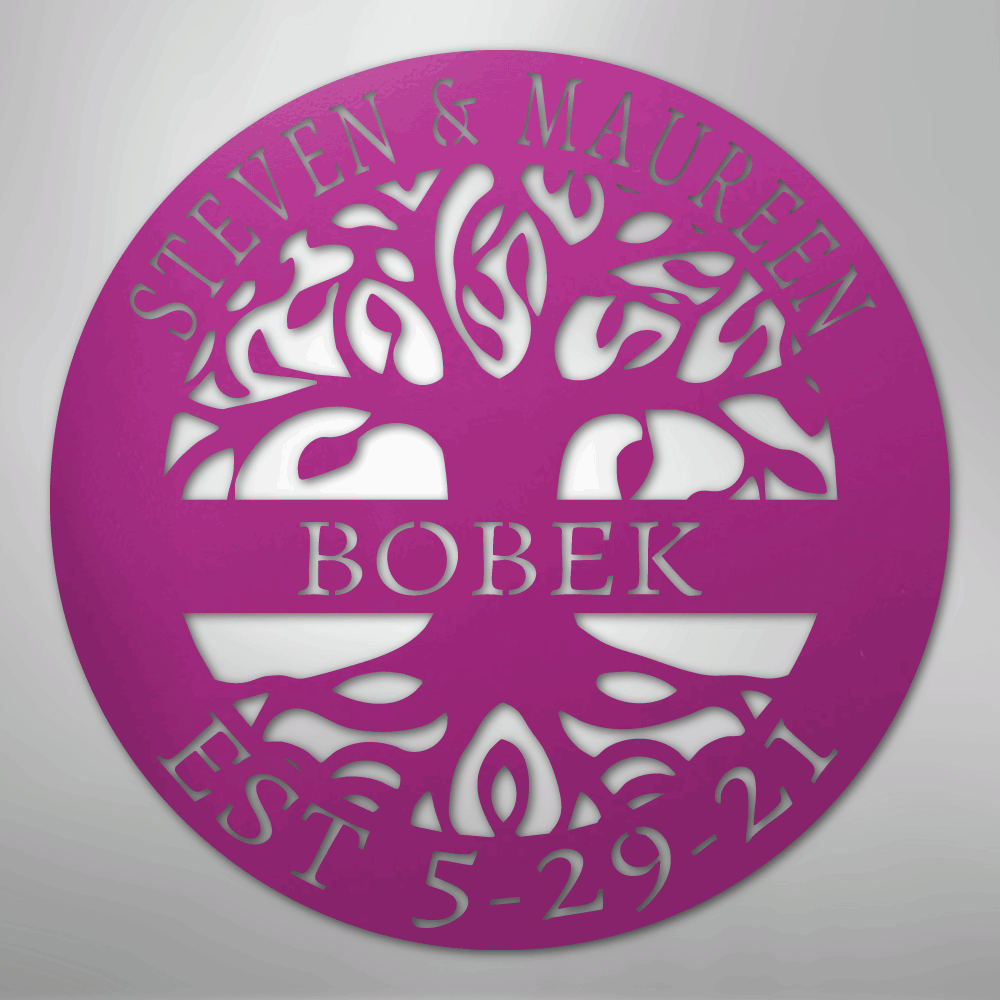 My Easy Monogram Steel Sign Purple / 24" Elaborate Tree Of Life - Steel Sign