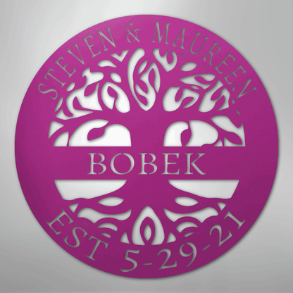 My Easy Monogram Steel Sign Purple / 24" Elaborate Tree Of Life - Steel Sign