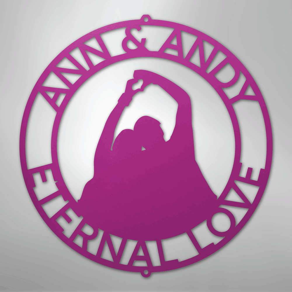 My Easy Monogram Steel Sign Purple / 24" Eternal Love Couple Silhouette Monogram - Steel Sign