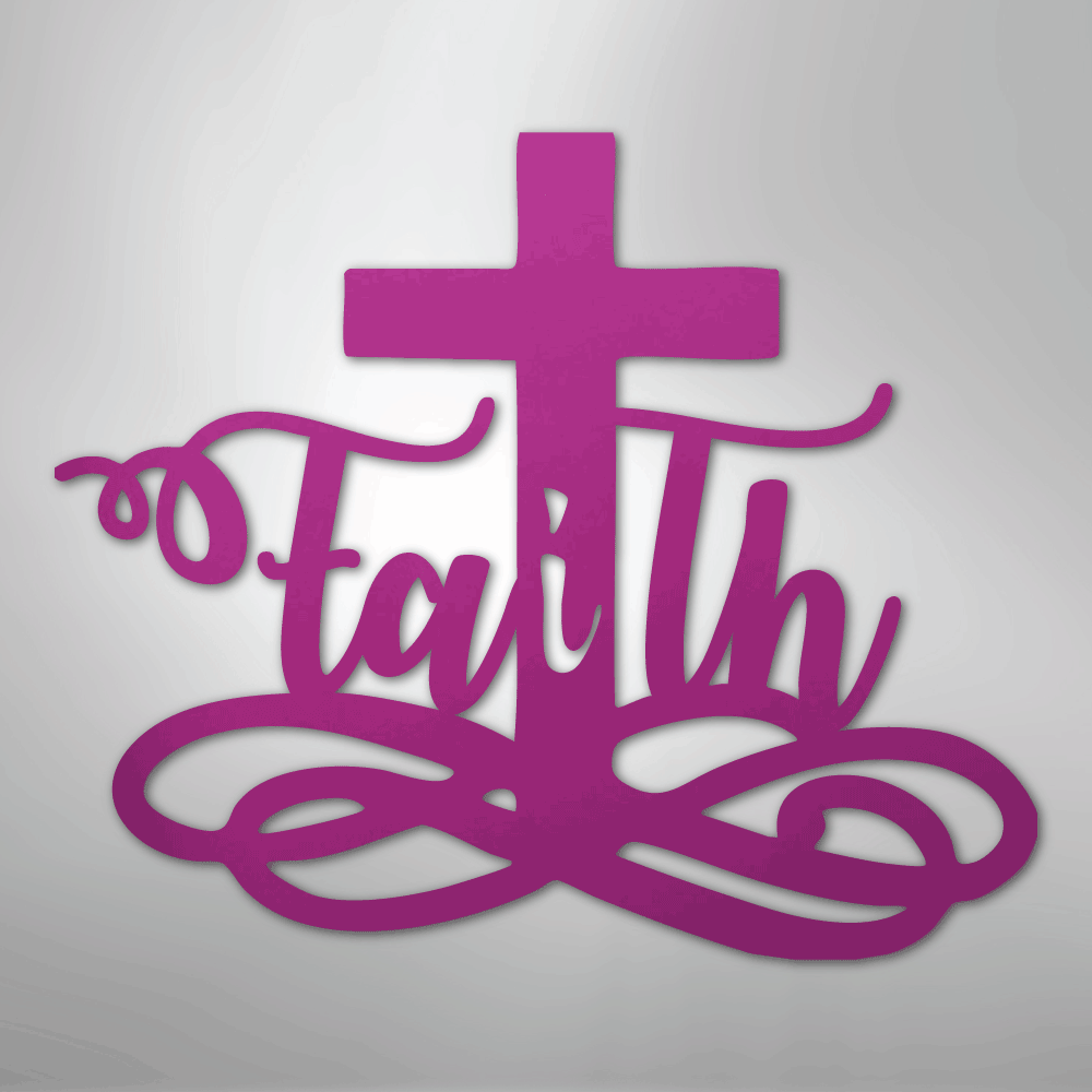My Easy Monogram Steel Sign Purple / 24" Faith Cross - Steel Sign