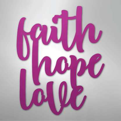 My Easy Monogram Steel Sign Purple / 24" Faith Hope Love Script - Steel Sign