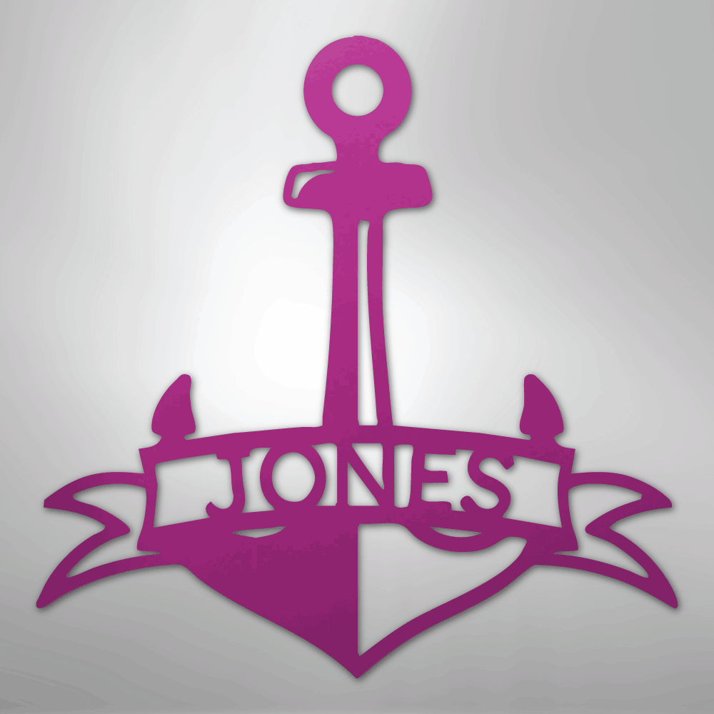My Easy Monogram Steel Sign Purple / 24" Fancy Anchor Banner - Steel Sign