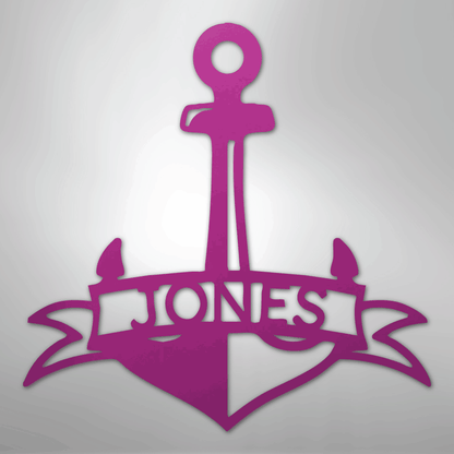 My Easy Monogram Steel Sign Purple / 24" Fancy Anchor Banner - Steel Sign