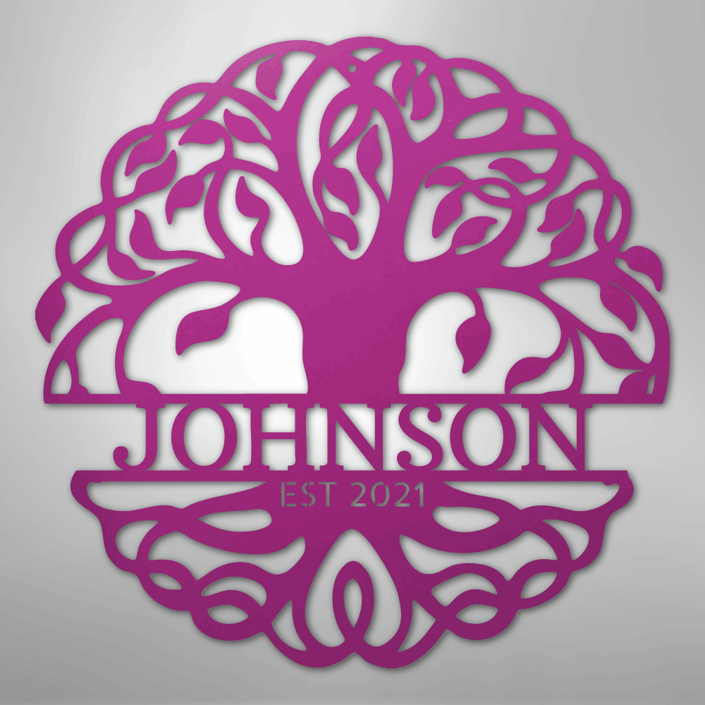 My Easy Monogram Steel Sign Purple / 24" Fancy Tree of Life Monogram - Steel Sign