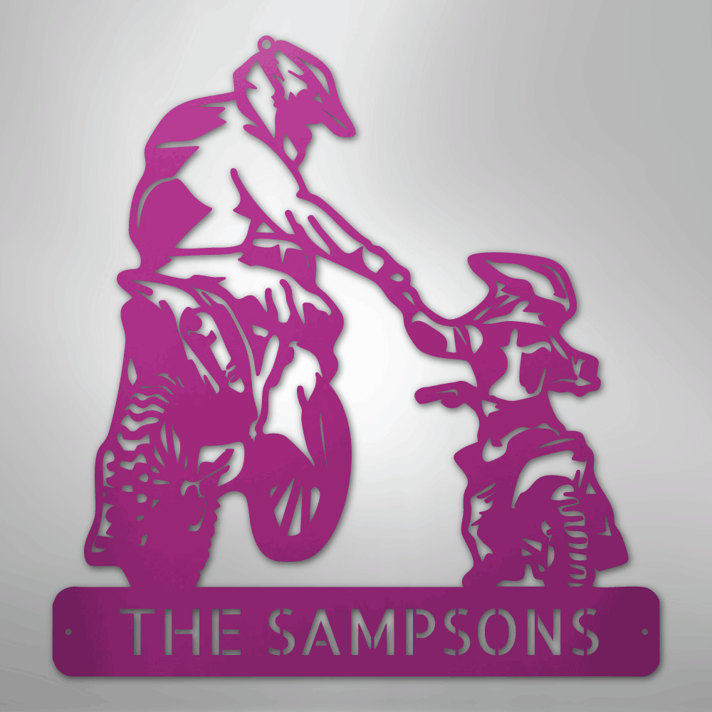 My Easy Monogram Steel Sign Purple / 24" Father and Son Motorcross Monogram - Steel Sign