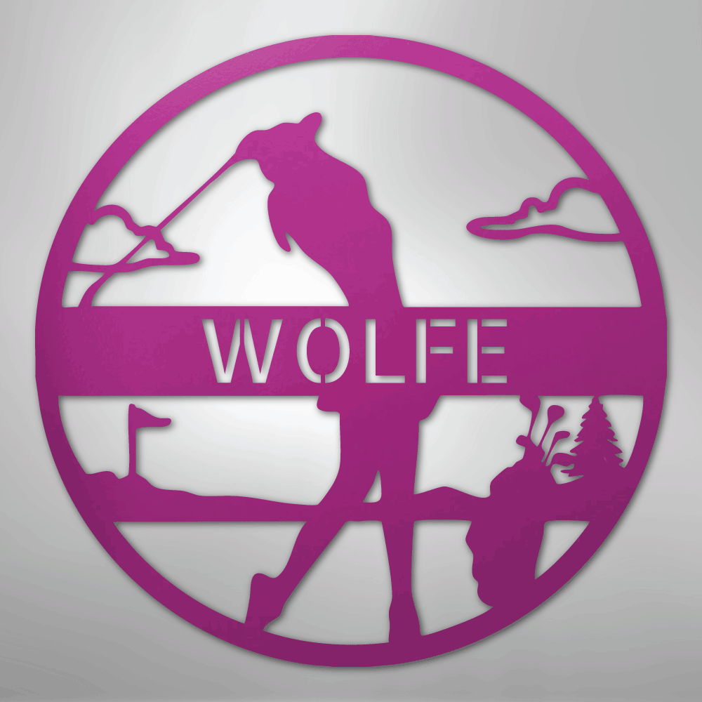 My Easy Monogram Steel Sign Purple / 24" Female Golfer Monogram - Steel Sign