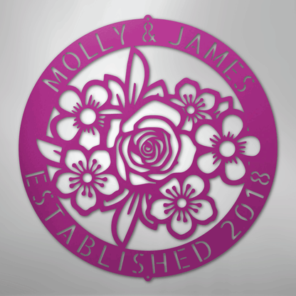 My Easy Monogram Steel Sign Purple / 24" Floral Ring Monogram - Steel Sign