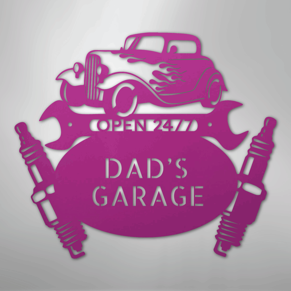 My Easy Monogram Steel Sign Purple / 24" Hot Rod Mechanic Monogram - Steel Sign