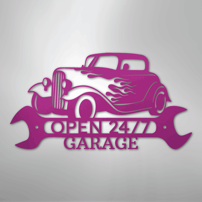 My Easy Monogram Steel Sign Purple / 24" Hot Rod Shop Monogram - Steel Sign