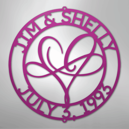 My Easy Monogram Steel Sign Purple / 24" Infinite Love Monogram - Steel Sign