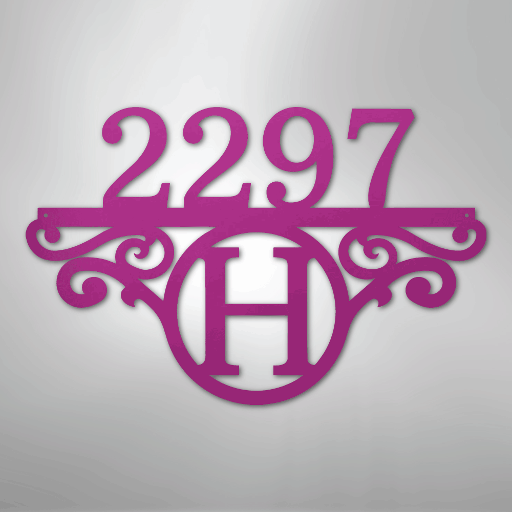 My Easy Monogram Steel Sign Purple / 24" Initial Address Monogram - Steel Sign