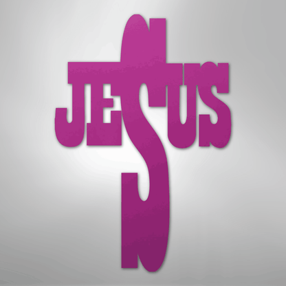 My Easy Monogram Steel Sign Purple / 24" Jesus Cross - Steel Sign