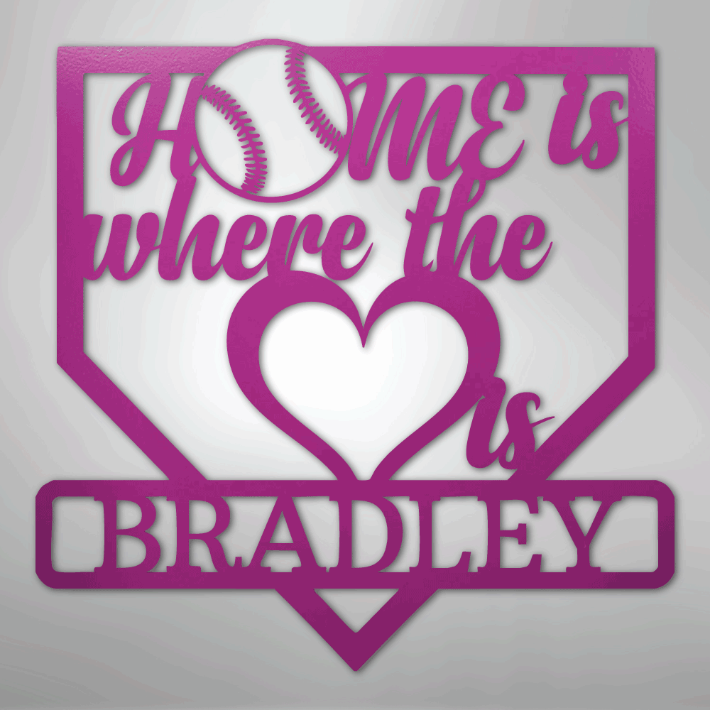My Easy Monogram Steel Sign Purple / 24" Love Baseball Monogram - Metal Sign
