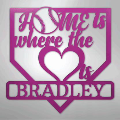 My Easy Monogram Steel Sign Purple / 24" Love Baseball Monogram - Metal Sign