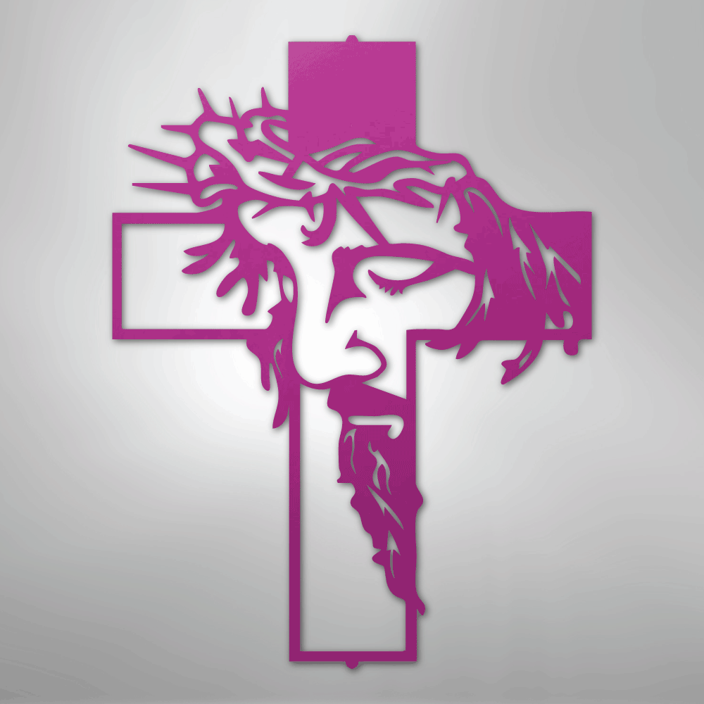 My Easy Monogram Steel Sign Purple / 24" Metal Christ Cross - Steel Sign