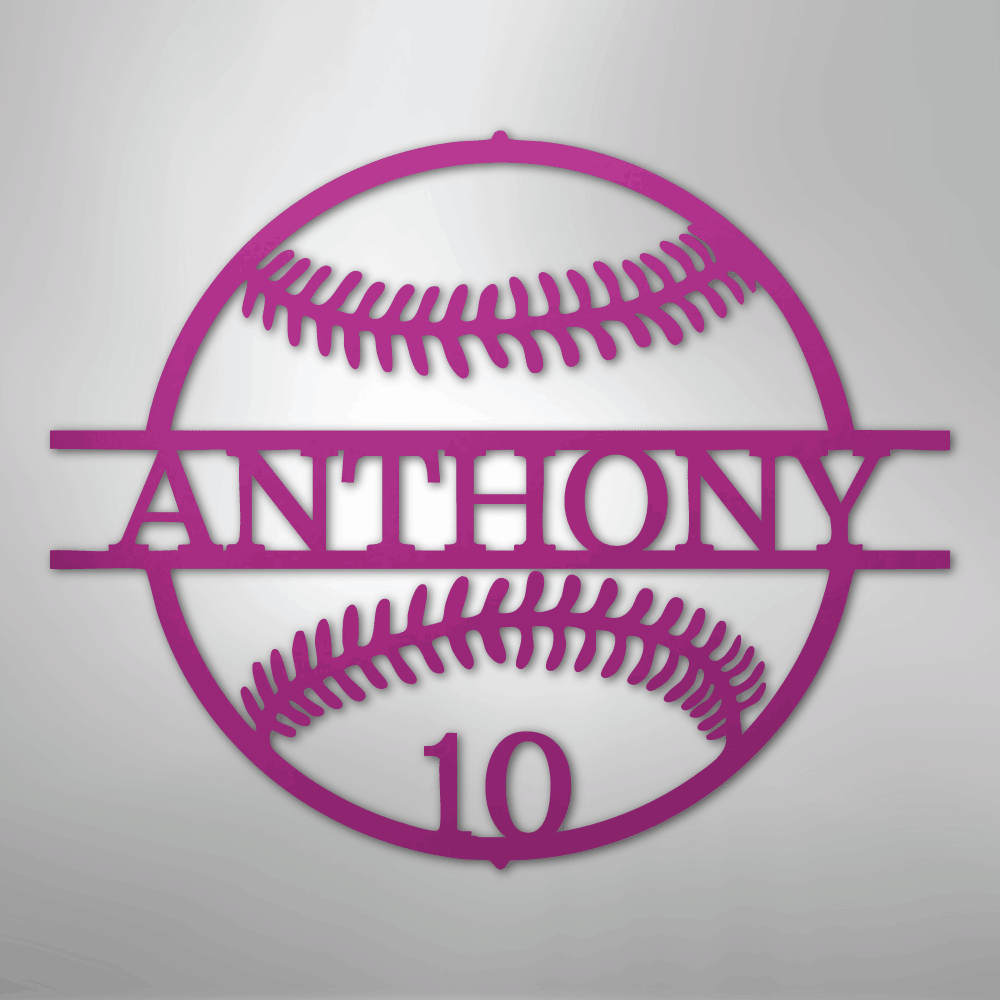 My Easy Monogram Steel Sign Purple / 24" Name and Number Baseball - Metal Sign
