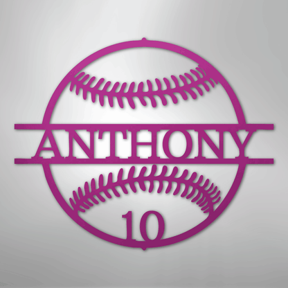 My Easy Monogram Steel Sign Purple / 24" Name and Number Baseball - Metal Sign
