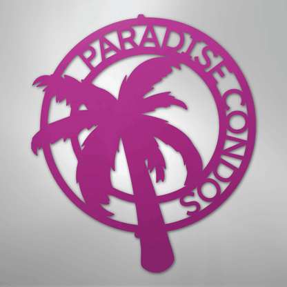 My Easy Monogram Steel Sign Purple / 24" Palm Tree Monogram - Steel Sign